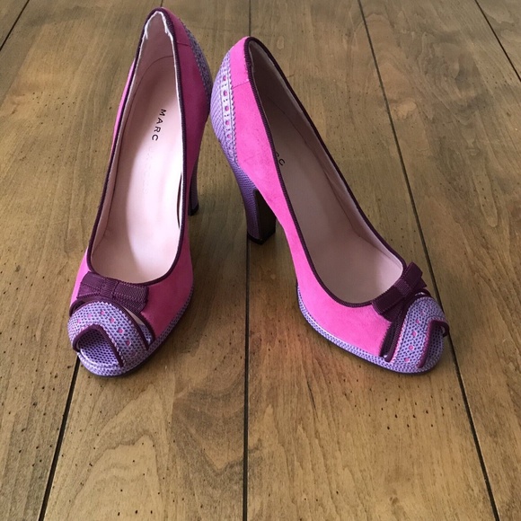Marc Jacobs Pink Suede + Purple Leather Heels (size 36.5) - Picture 4 of 10